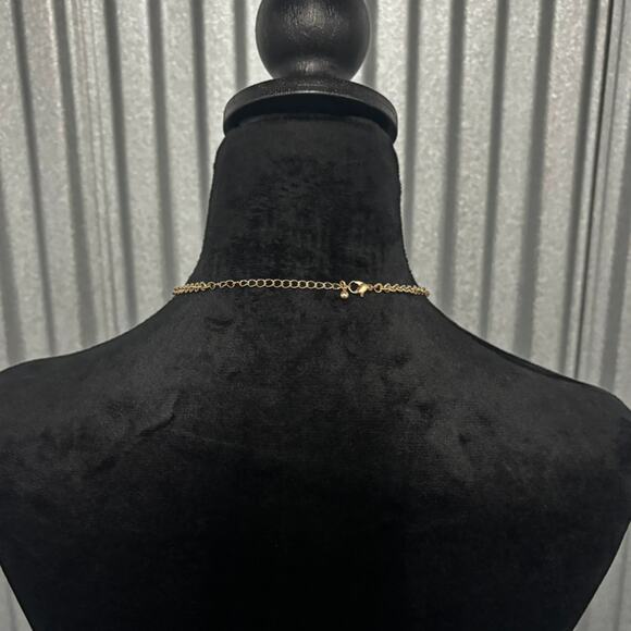 Bold Red Geometric Statement Necklace | Gold Tone Modern Jewelry - Picture 3 of 5